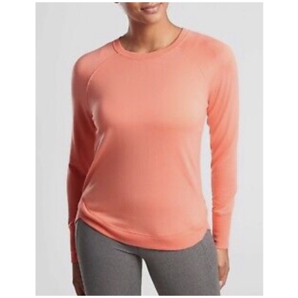 Athleta Mindset Sweatshirt Womens Long Sleeve Pullover Crew Orange Haze Size XS